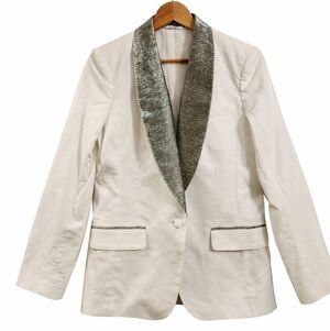 Vineyard Vines White Blazer Metallic Silver Shawl Collar Women’s Small NWOT